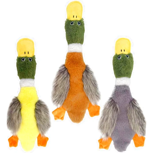 AIMETING No Stuffing Dog Toys 3 Pack, Squeaky Dog Toys for Large Dogs, Plush Toys for Aggressive Chewers, Indestructible Crinkle Paper Duck Dog Toy, Puppy Chew Toys for Teething (Soft Plush)