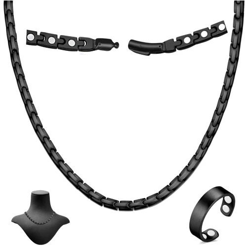 Cigmag Magnetic Necklace - Titanium Necklace for Men Women Stainless Steel Ultra Strength Magnets - with Adjustable Sizing Tool and Present Box