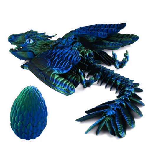 LNATOVI Feathered Wyvern Dragon,3D Printed Dragon with Dragon Egg,3D Printed Toys,Desktop Pet for Gift (C)