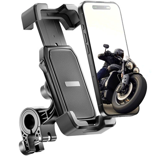 Delobon Motorcycle Phone Mount with Safety Lock, One-Hand Operation Bike Phone Holder for Electric Scooter/ATV/Bicycle Handlebar, for iPhone Samsung 4.7–7.0 in Smartphones