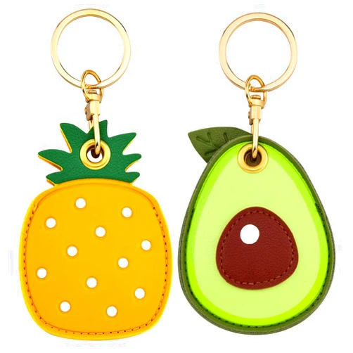 Tomcrazy 2 Pack 3in1 Cartoon Protective Case for Airtag Cover Samsung Galaxy SmartTag Cases Tile Keychain (1 Avocado & 1 Pineapple)