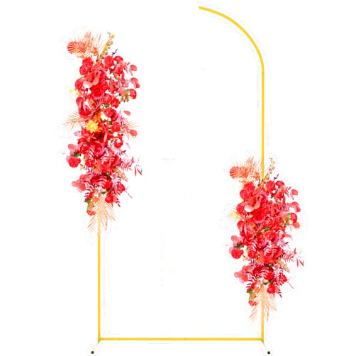 Fomcet 7.2x4FT Metal Gold Wedding Arch Backdrop Stand Balloon Arched Frame for Ceremony Birthday Party Graduation Bridal Baby Shower Anniversary Background Decoration