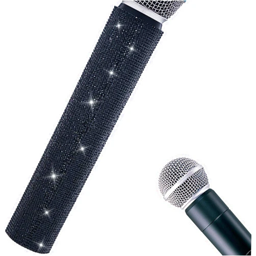 RhymKawa Black Wireless Handheld Sleeve Customize Decor Compatible with Cordless Mic SM58 BETA58 PG58 and More Bling on Stage and Party Show