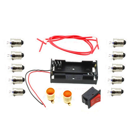 FDXGYH Electrical Circuit Experiment Kit 1set DIY Circuit Experiment Small Bulb Lights up kit Battery Box Lamp Holder Switch for Home School Educational Kit