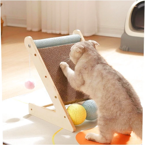Metal flex cat Scratching Board,Triangle,Combined cat Toy, a New Generation of cat Scratcher, cat Health,Cat Scratchers for Indoor, Protecting Furniture Cat Scratch Pad, Cardboard Cat Scratching with Ball Toy