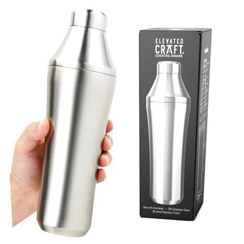 Elevated Craft Hybrid Cocktail Shaker - Premium Vacuum Insulated Stainless Steel Cocktail Shaker - Innovative Measuring System - Martini Shaker for the Home Bartender - 28oz Total Volume