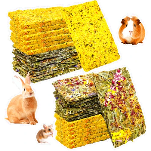 Hamiledyi Rabbit Chew Toys 24 Pieces Guinea Pig Chew Toys for Teeth Natural Grinding Teeth for Chinchilla Bunny Hamster Gerbil Rat Small Animals