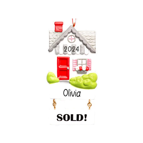 UniqXmas Personalized Real Estate Sold House Christmas Ornament 2024 | New Homeowner Real Estate Agent Broker Custom Keepsake Gift | Realtor First Home Property Management Xmas Tree Decoration