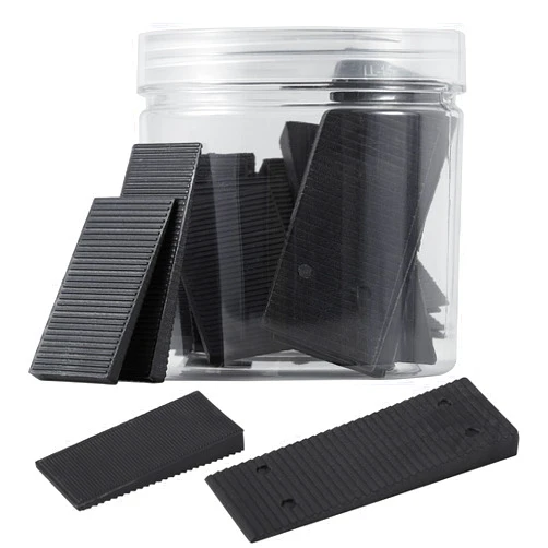 ZZJMCH 24 Pack Black Multi Purpose Furniture Plastic Shims for Leveling Extreme Weight Capacity Wedges Easy to Snap Cut-to-fit Size Leveler for Toilet Shims, Doors, Windows, Sheds, Table