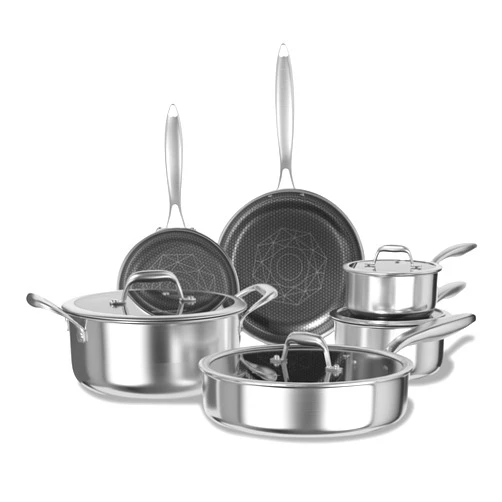 COOKER KING Stainless Steel 10pcs Cookware Set, Pots and Pans Set with Lids, Frying Pans, Saucepans, Saute Pan & Stock Pot, Non Stick, Non Toxic, Induction, Oven, Dishwasher Safe, Stay-Cool Handles