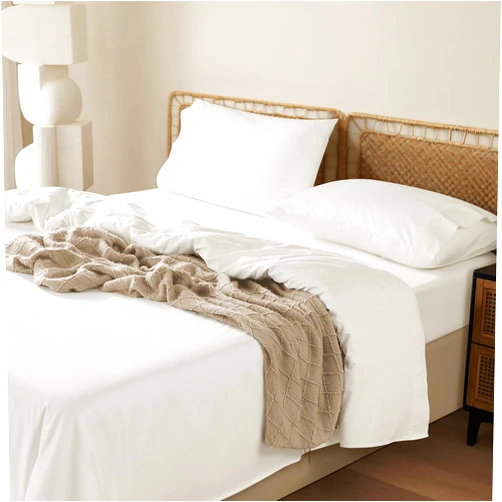 LBRO2M 100% Egyptian Cotton Sheets Set 1000 Thread Count,Queen Size Bed Sheet 4 Piece Sets,Long Staple,16 Inches Deep Pocket,All Season,Bedding Super Soft Breathable,Sateen Weave(White)