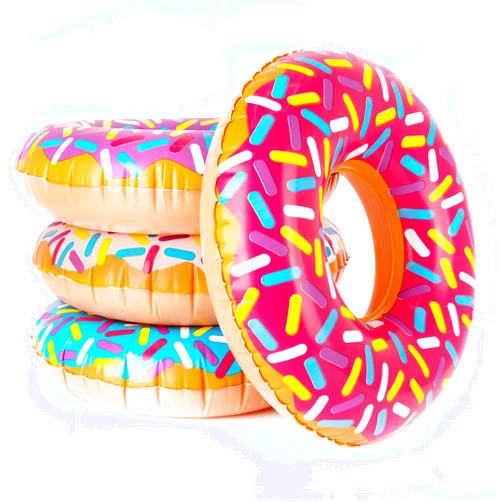 ArtCreativity Inflatable Donut Pool Float for Kids (Pack of 4) - Colorful Sprinkle Tube in Assorted Designs for Summer, Beach, and Birthday Party Decorations