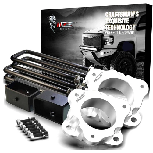 MZS Leveling Kit 2 inch Front Strut Spacers + 2 inch Rear Lift Blocks Compatible with 2007-2023 Silverado 1500 / Sierra 1500 2WD 4WD (2019 ONLY fit old body)