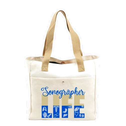 VAMSII Sonographer Life Tote Bag - Graduation Gift for Sonographer, Ultrasound Technician, Sonography Tech & Radiologist