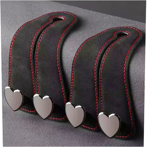 Rawan Fresh Rawan 2 Pack Car Seat Hooks for Headrest, 2 in 1 Soft Leather Car Seat Backpack Hooks for Bags, Cloths,Mobile Phone Holder, Double Hooks Car Seat Headrest Organizer Accessories. (Black)