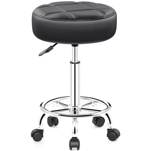Brick Attic Rolling Stool with Wheels, PU Leather Small Office Chair with Foot Rest,Versatile Adjustable Swivel Stool for Tattoo Massage Salon Spa Teach Medical Facial Office Home Work Kitchen