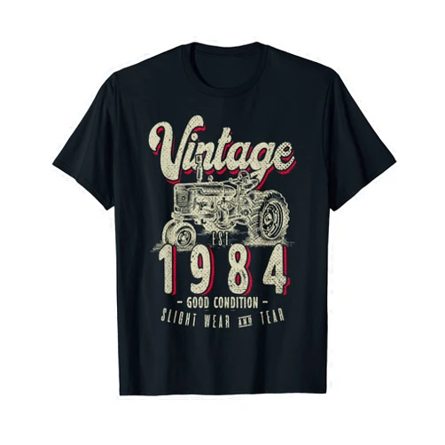 JRRTS Retro Birthday Farmer Tractor Designs 1984 Vintage Tractor Farmer Birthday Born In 1984 & Established T-Shirt