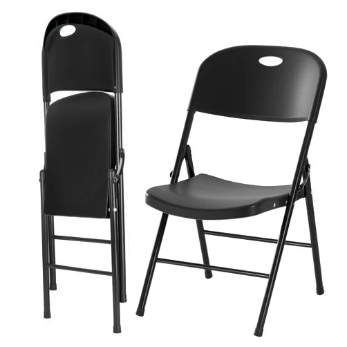 Amazing for less 1-Pack Heavy Duty Plastic Folding Chair, 450 lbs Capacity Foldable Chairs for Indoor Outdoor, Stackable Portable Seating for Party, Wedding, Patio, Backyard, Office (Black)