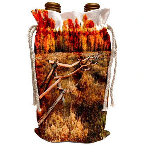 3dRose Danita Delimont - Larry Ditto - Fences - Rail fence across sage brush in Grand Teton NP. - Wine Bag (wbg_191406_1)