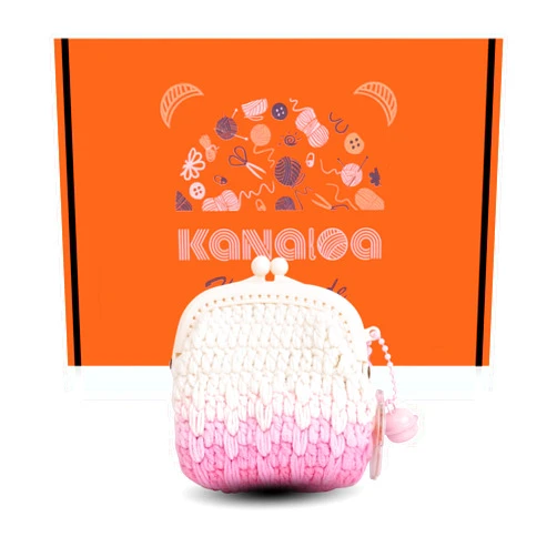 Kanaloa Handmade Crochet Craft Knitted Storage Bag Mini Vintage Kisslock Wallet Handwoven Cotton Bags Coin Change Purse Pouch Nice Gift for Adults Women (Gradient Pink)