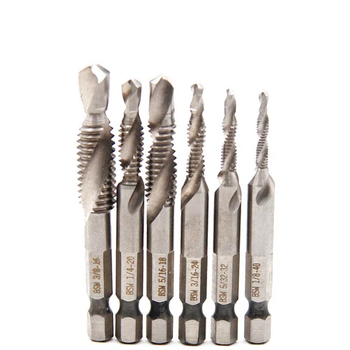 MyyYiTar 6 Pcs Drills and Thread Taps Bit Combination Set HSS Drilling and Tapping with 1/4