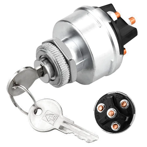 Tecreddy Ignition Switch with Key, 4 Position Universal Key Ignition Switch 12v for Car, Truck, Tractor, Trailer, Forklift, and More, Acc/Off/IGN/Start