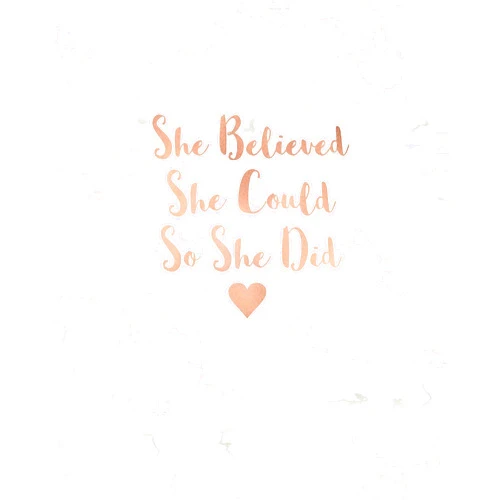 Blush Marble Notebooks She Believed She Could So She Did: Radiant White Marble and Rose Gold | 8 x 10, 120 Wide Ruled Pages