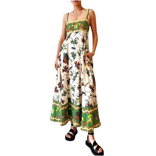 Cjfdfy Cute Summer Nap Dresses with Pockets for Women 2024 Casual Maxi Dress Long Colorful Boho Graffiti A-line Flowy Sundress