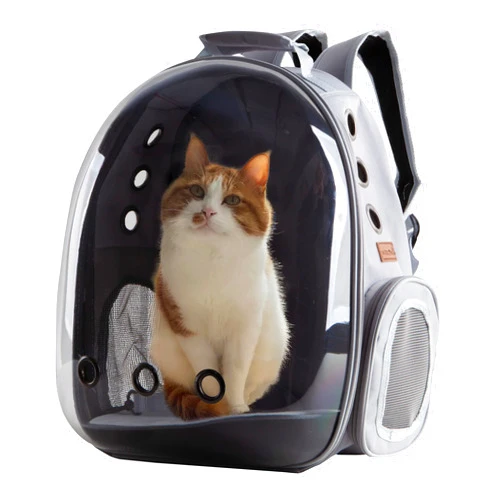 XZKING Cat Backpack Carrier Bubble Bag, Transparent Space Capsule Pet Carrier Dog Hiking Backpack, Small Dog Backpack Carrier for Cats Puppies Airline Approved Travel Carrier Outdoor Use Yellow Gray