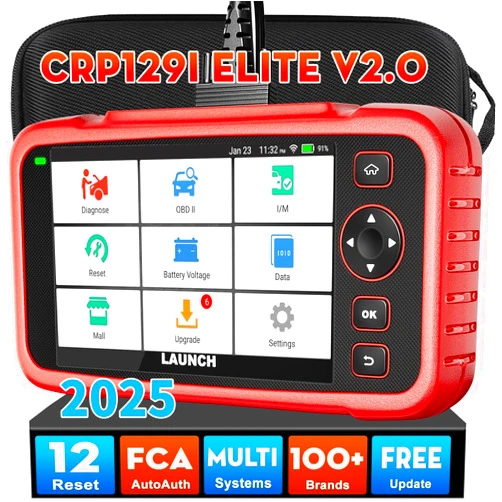 LAUNCH CRP129I V2.0 Elite OBD2 Scanner, 2025 FCA AutoAuth, Next-Gen,12 Resets Oil/EPB/SAS/TPMS/BMS/Throttle/DPF Reset/Injector Coding, ABS SRS Transmission Engine Code Reader, Lifetime Free Update