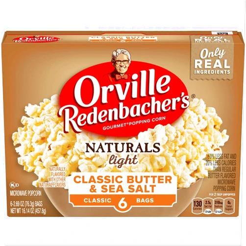 Orville Redenbacher's Naturals Light Classic Butter & Sea Salt Popcorn, 2.69 Ounce Classic Bag, 6-Count