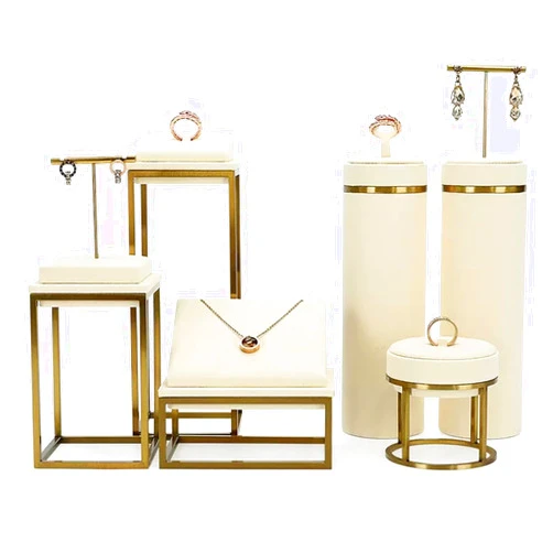 XJLRRTEE-888 Necklace Display Holder Velvet Combination Jewelry Display Sets for Women Girl - Necklace Earring, Pendants and Ring Display Stand for Selling - Set of 6 Jewellery Stand Holder