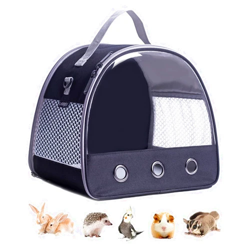 LAIRIES Guinea Pig Carrier Backpack, Clear Bubble Window Backpack for Guinea Pig, Bunny Rat Bird (Black, Carrier)