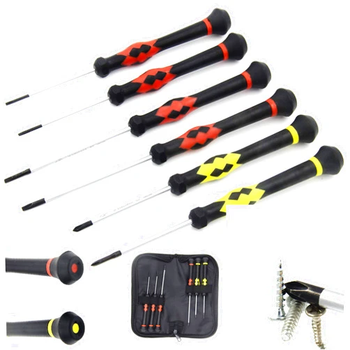 Kutir Precision Screwdriver Set (Set of 6) - Magnetic Flathead and Philips With Separate Colors Handle - Professional Repair Tool Kit For Electronics, iPhone, SmartPhone, PC, Jewelry, Watch, Eyeglass