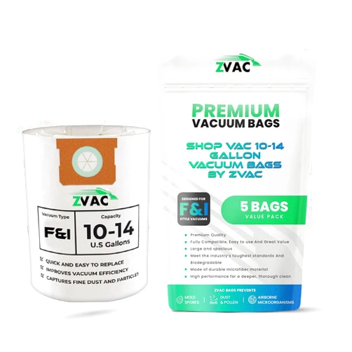 ZVac Shop-Vac Type F Replacement Vacuum Cleaner Paper Bags Compatible with Shop-Vac Part # 90662 & 90672 Fits Type F 90662, 90672 9066200, 90671, 9067100, 906-62-00, 906-72-00, 906-72-11 & 9067200.