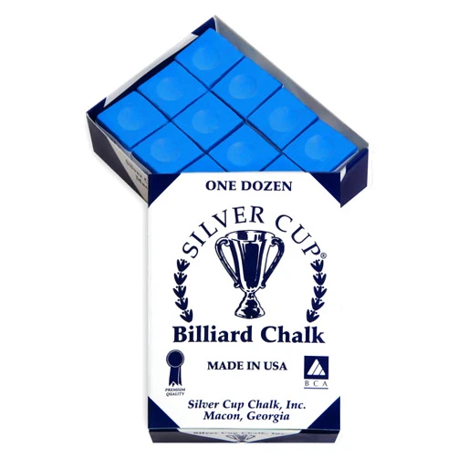 SILVER CUP Billiard CHALK - ONE DOZEN (Electric Blue)