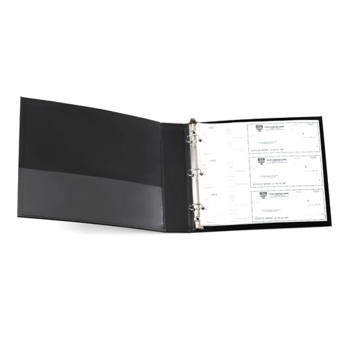 SuitEase 3 Ring Check Binder - for Home Accountant & End-Stub Deskbook Checks - Fits 3-on-a-Page Business Checks with Side-Tear Vouchers, Can Hold 250 Checks, Vinyl Leather Cover - 11 1/4