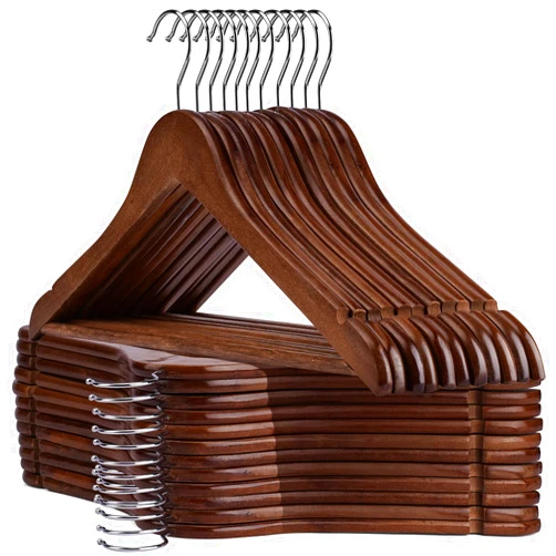 Uinicor Wooden Hangers -30 Pack- Clothes Hangers Slim Wood Hangers Coat Hangers for Closet,Shirt Hangers with Extra Smooth Finish,Precisely Cut Notches,Hangers for Shirt Suit Dress,Walnut