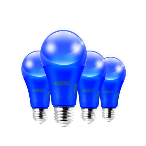 EDISHINE Blue Light Bulbs, 14W Blue A19 LED Bulb Equivalent 100W Colored Light Bulbs, E26 Base LED Light Bulb for Christmas Decoration, Holiday Lighting, Porch Patio, 4 Pack