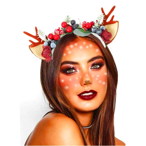 Catery Christmas Headband Elk Deer Headbands Flower Reindeer Antlers Head Hoop Xmas Head Band Party Headwear for Women Girls