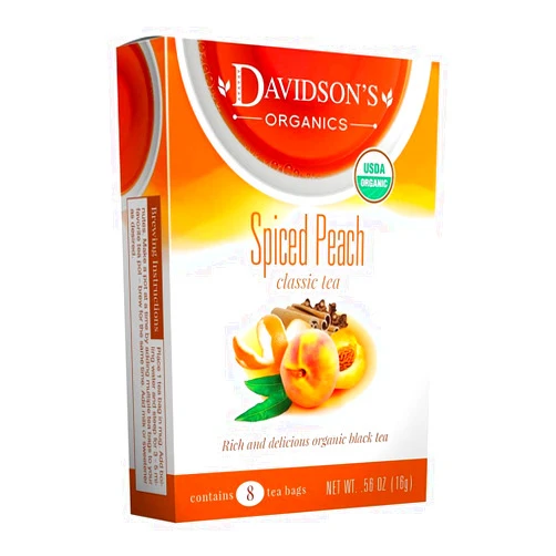 Davidson's Organics, Spiced Peach, 8-count Tea Bags, Pack of 12