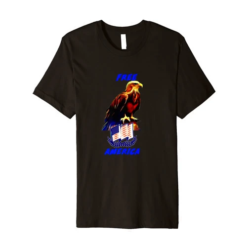 VLF Fun Designs Free, America, Bald Eagle and Flag Premium T-Shirt