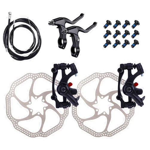 Fat-Cattie Bike Disc Brake Kit,Bike Front and Back Disc Brake Kit-Calipers,2 Pcs Stainless Steel 160 mm Rotors&Cable&Brake Lever&A Pair of Bicycle Brake levers&Fixing Screws
