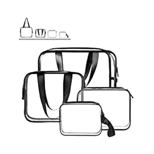 Sariok 4 in 1 Clear Toiletry Bag Set TSA Approved Portable Carry on Travel Cosmetic Makeup Bag with Zipper Pouch Handle Straps for Women Men Kids,Waterproof Packing Organizer Storage，4 sizes