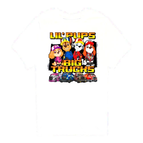HYBRID APPAREL - Paw Patrol - Lil Pups Big Trucks - Toddler and Youth Short Sleeve Graphic T-Shirt