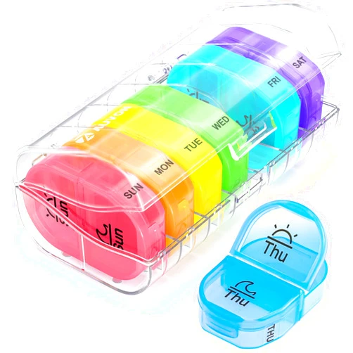 AUVON Pill Box 2 Times a Day, Weekly Pill Organizer AM PM with 7 Daily Pocket Case to Hold Vitamin, Medicine, Medication, and Supplement