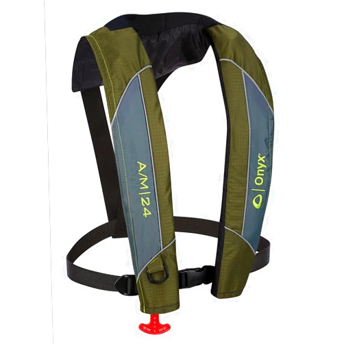 Onyx A/M-24 Automatic/Manual Inflatable Life Jacket, U.S. Coast Guard Approved, Low Profile, Compact Design, Manual Convertible Inflation Option