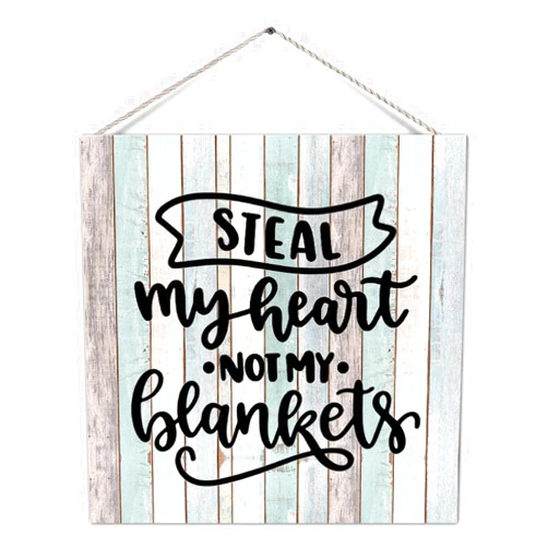 Generic Decorative Wooden Sign Steal My Heart Not My Blankets Vintage Wood Board with Sayings Quote Wooden Door Hanger Plaque Home Wall Hanging Decor for Deck Dining Room 12in