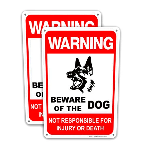 MOOTI Dog Warning Signs Beware of The Dog Aluminum Warning Sign Not Responsible for Injury Or Death 10x7