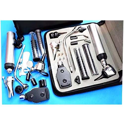 Cynamed-All in -1-Premium Fiber Optic LED Otoscope Physician Approved Ear Eye Care Professional Home ENT Diagnostic Set Adult & Child 20 x Reusable Specula Zipper Case Set
